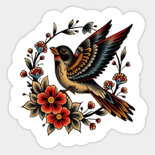 Traditional tattoo bird Sticker